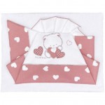 Set Lenzuola Andy & Helen per Maxi Culla Ricamato D70 3 pz Rosa