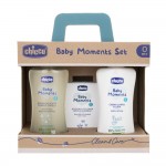 Set Baby Moments Chicco (Bagno Delicato 200 ml, Crema Corpo 200 ml, Acqua di Colonia 100 ml)