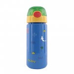 Gourde à pression avec paille souple et design de surfeur - 540 ml - bleu clair