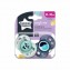 Tommee Tippee Set 02 Succhietti 18-36 M Ortodontico Silicone Panda Verde Acqua e Blu Decori