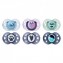 Tommee Tippee Set 02 Succhietti 18-36 M Ortodontico Silicone Panda Verde Acqua e Blu Decori