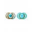 Tommee Tippee Set 02 succhietti Moda 18-36 m in Silicone Azzurro Righe e Cagnolino